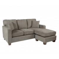 OSP Home Furnishings RSL55-SK335 Russell Sectional in Taupe fabric with 2 Pillows and Coffee Finished Legs
